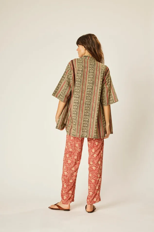 Women Natalie Martin Tops Kevin Shirt Unisex Paisley Stripe Black