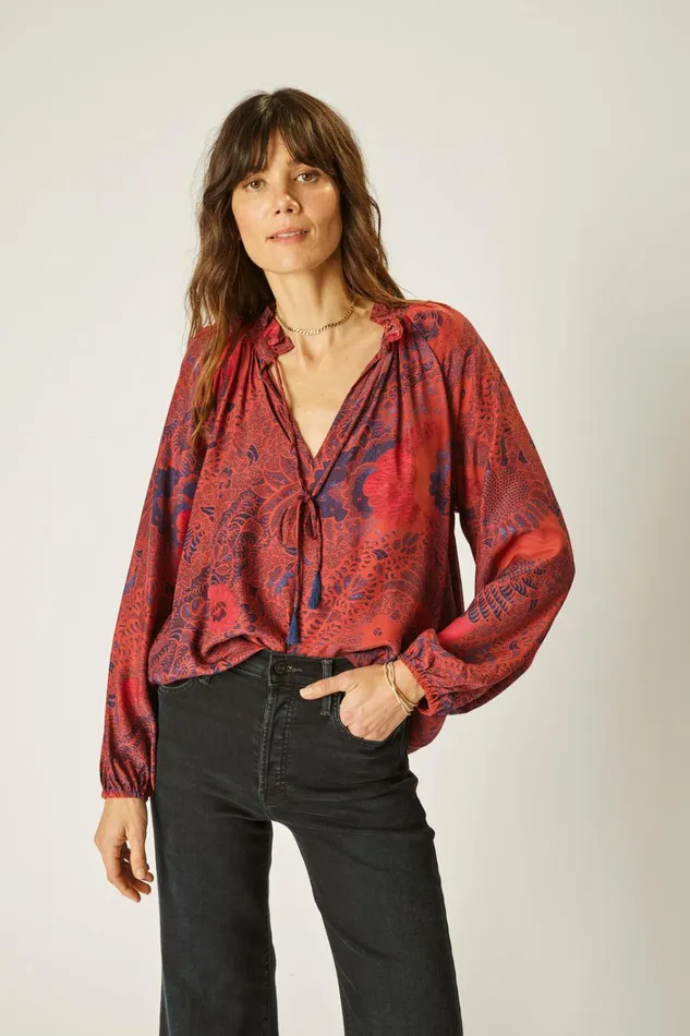 Women Natalie Martin Tops Penny Blouse Peacock Currant
