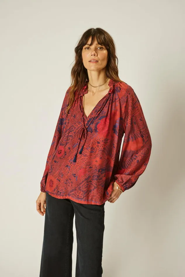 Women Natalie Martin Tops Penny Blouse Peacock Currant