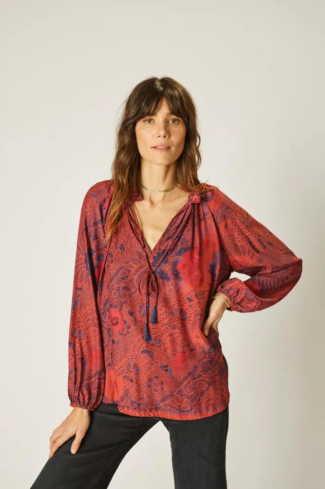 Women Natalie Martin Tops Penny Blouse Peacock Currant