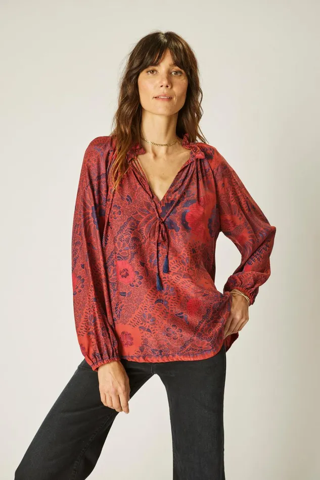 Women Natalie Martin Tops Penny Blouse Peacock Currant