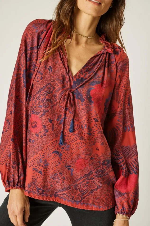 Women Natalie Martin Tops Penny Blouse Peacock Currant