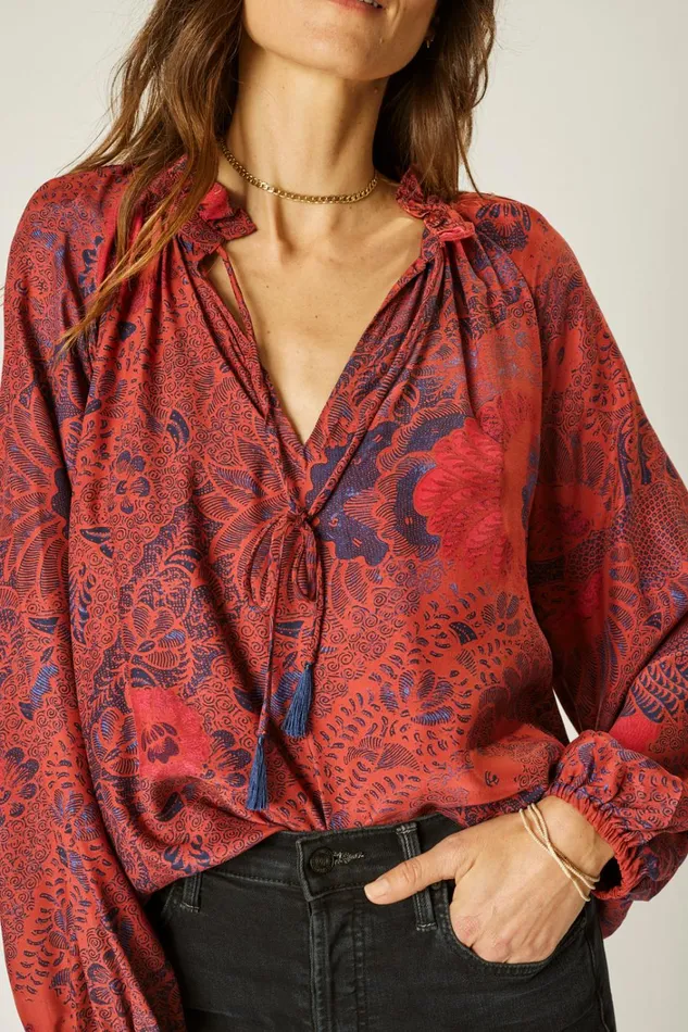 Women Natalie Martin Tops Penny Blouse Peacock Currant