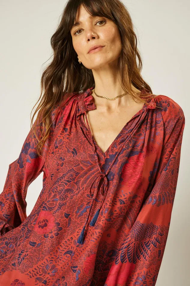 Women Natalie Martin Tops Penny Blouse Peacock Currant