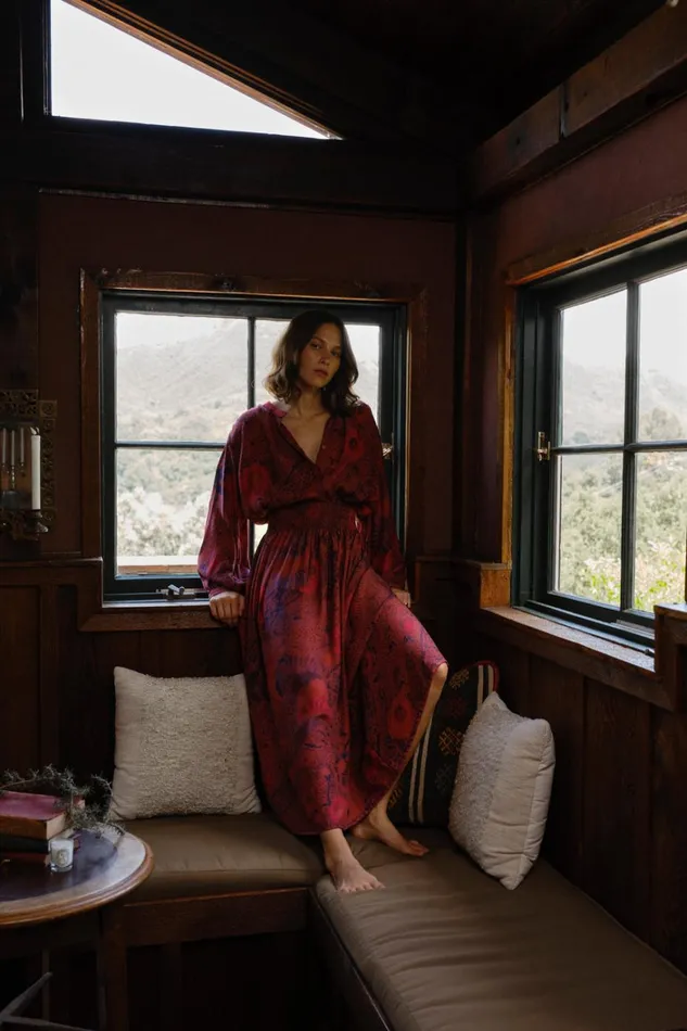 Women Natalie Martin Tops Tolan Shirt Peacock Currant
