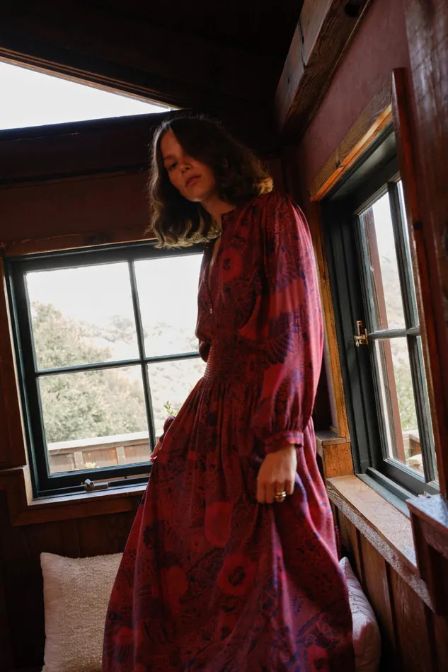 Women Natalie Martin Tops Tolan Shirt Peacock Currant