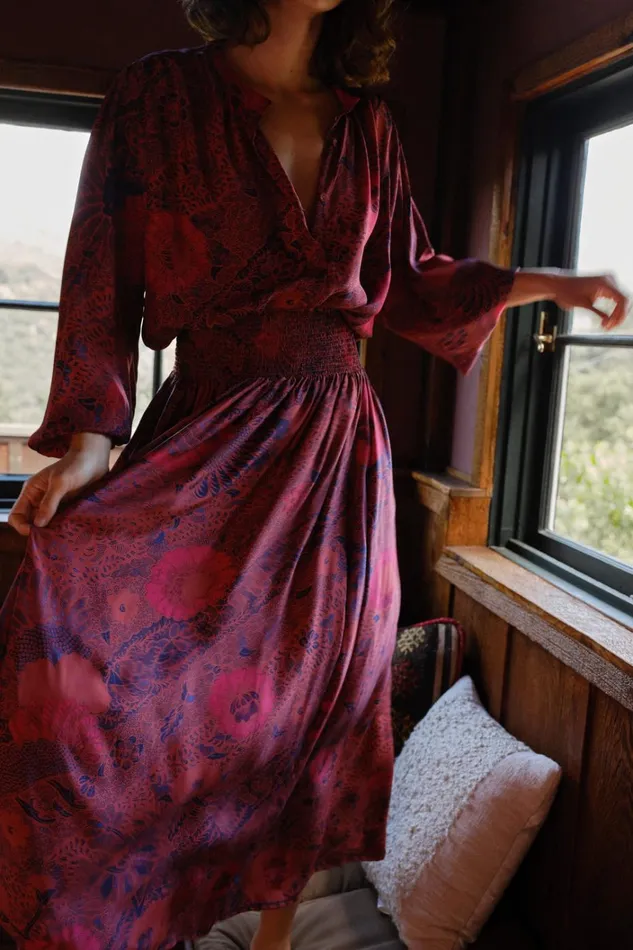Women Natalie Martin Tops Tolan Shirt Peacock Currant