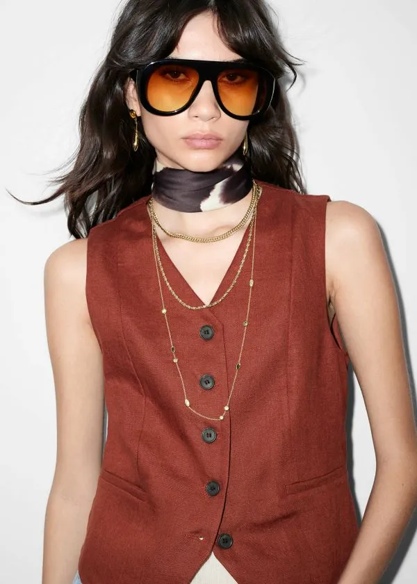 Women Necklaces and Other Stories Layered Chain Necklace Gold