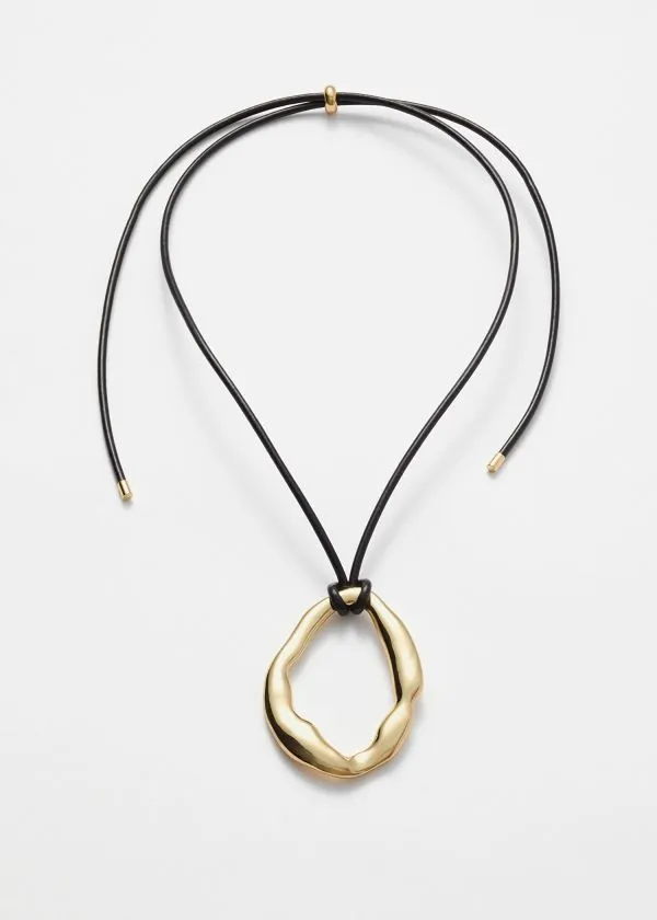 Women Necklaces and Other Stories Molded Pendant Cord Necklace Gold