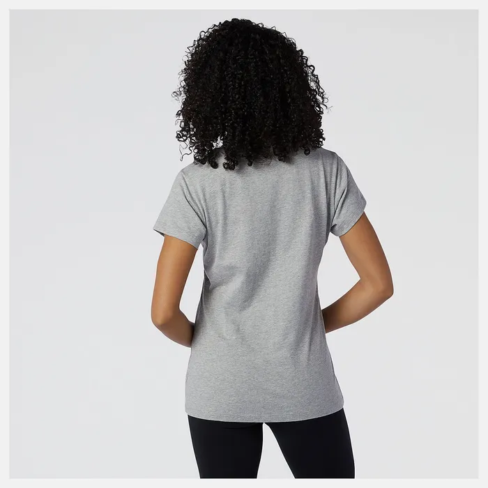 Women New Balance NB Essentials Stacked Logo Tee ATHLETIC GREY Shirts