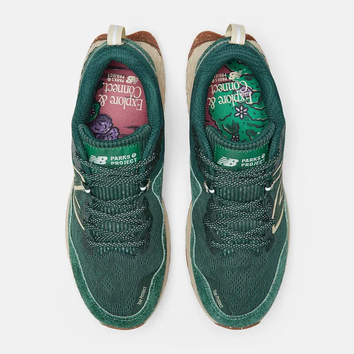 Women New Balance Parks Project x New Balance Fresh Foam X Hierro v7 Nightwatch Green with Sandstone Lifestyle