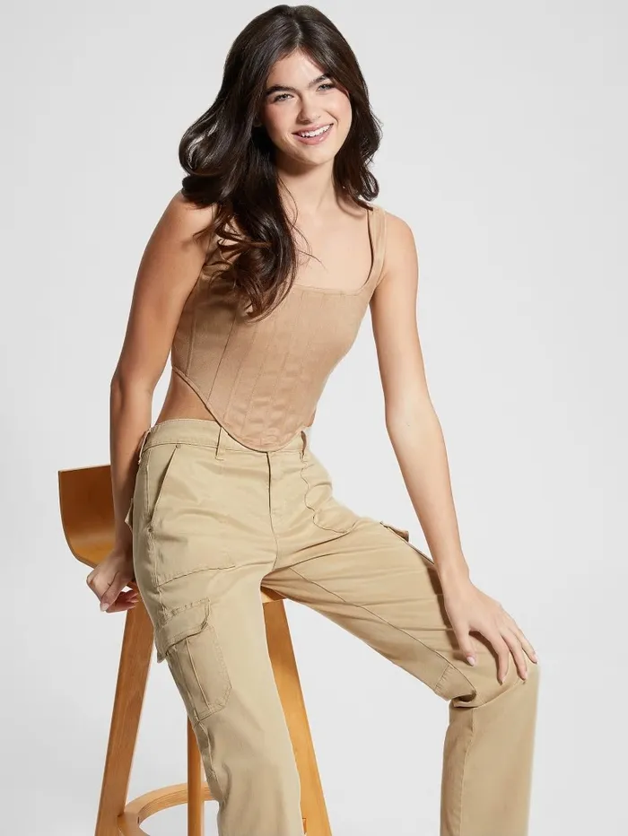 Women Oriola Crop Top Wet Sand Tops GUESS Women Oriola Crop Top Wet Sand Tops GUESS
