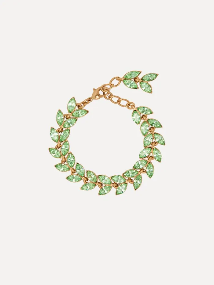 Women Oscar De La Renta Bracelets Crystal Leaves Bracelet Chrysolite
