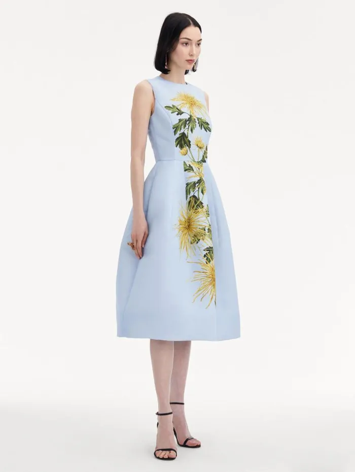 Women Oscar De La Renta Dresses Chrysanthemum Stripe Cocktail Dress Yellow Light Blue Women Oscar De La Renta Dresses Chrysanthemum Stripe Cocktail Dress Yellow Light Blue