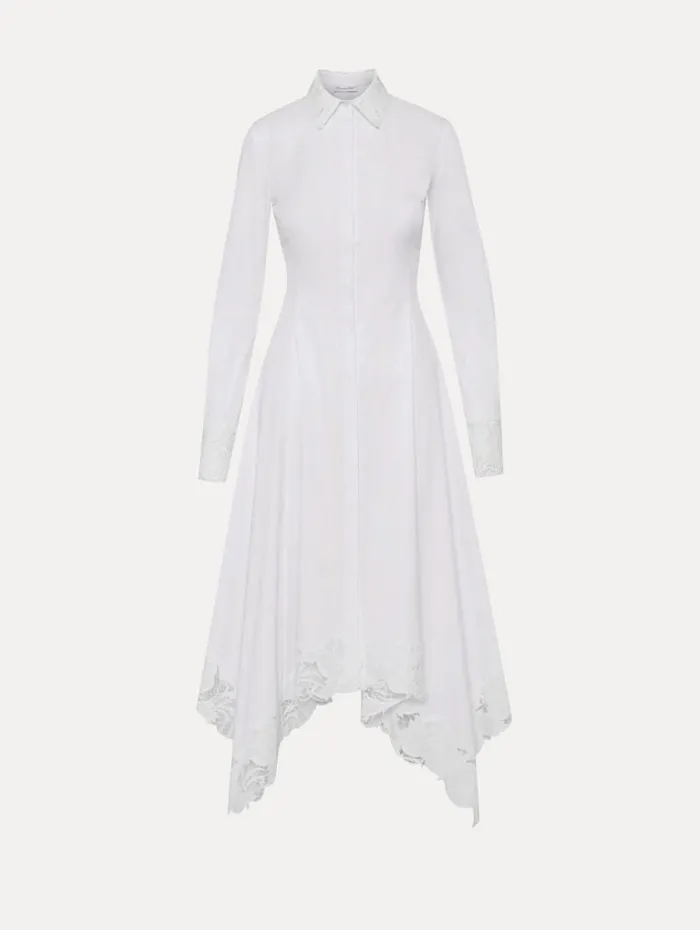 Women Oscar De La Renta Dresses Floral Guipure Handkerchief Dress White