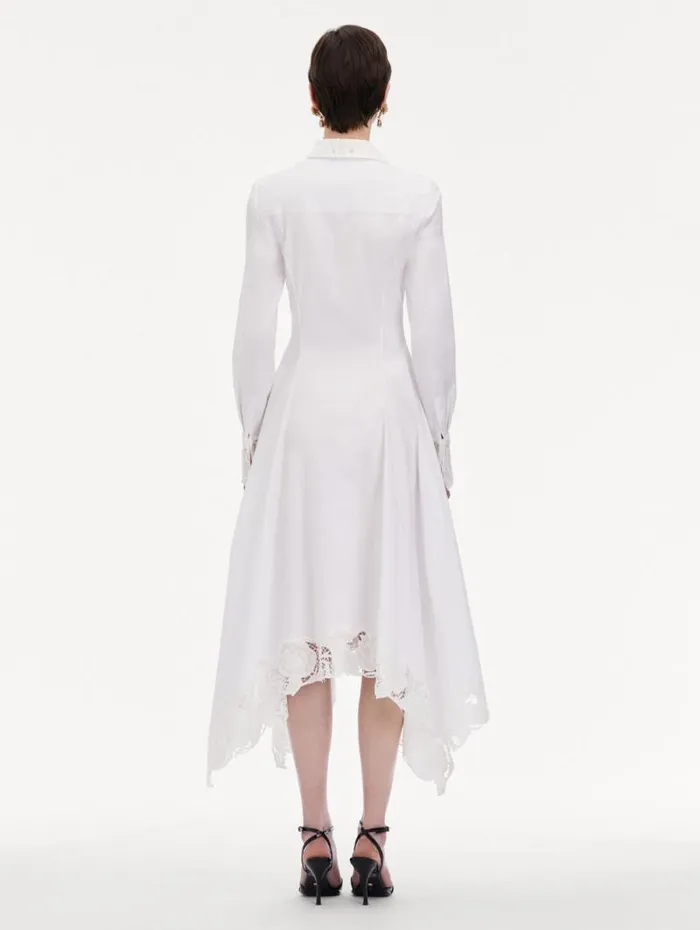 Women Oscar De La Renta Dresses Floral Guipure Handkerchief Dress White