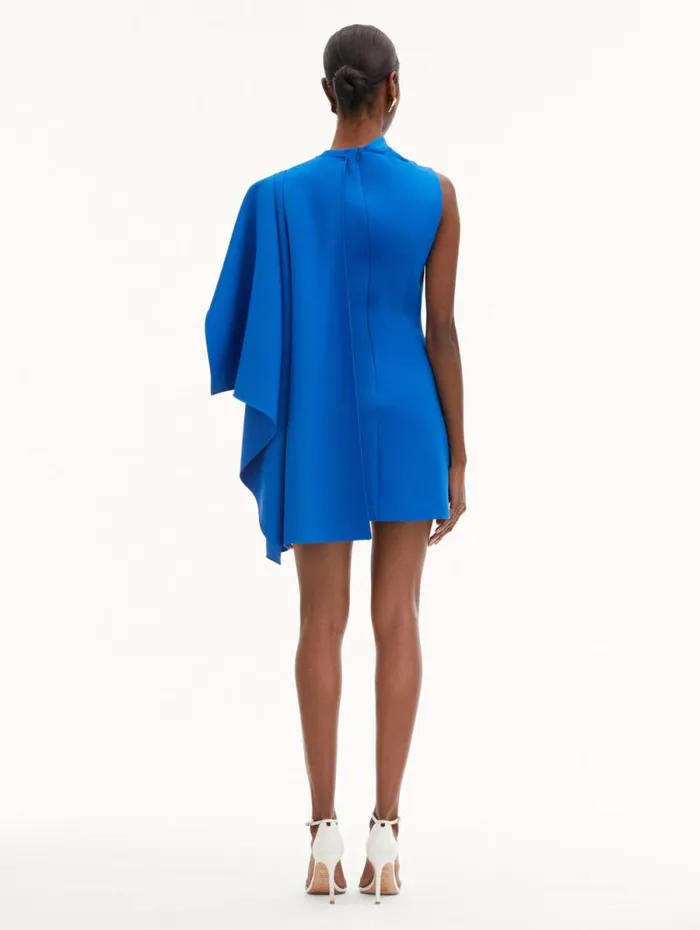 Women Oscar De La Renta Dresses One Shoulder Cape Dress Lapis Women Oscar De La Renta Dresses One Shoulder Cape Dress Lapis