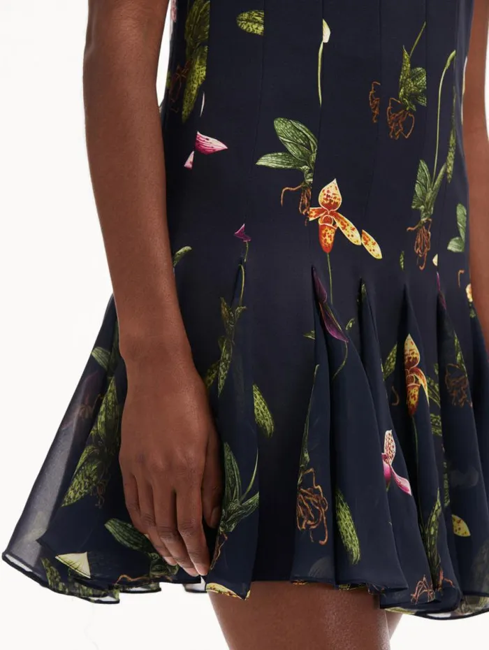Women Oscar De La Renta Dresses Orchid Cady Inset Mini Dress Navy Multi Women Oscar De La Renta Dresses Orchid Cady Inset Mini Dress Navy Multi