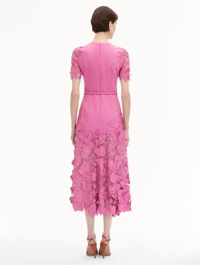 Women Oscar De La Renta Dresses Orchid Guipure Lace Inset Dress Rosehip Women Oscar De La Renta Dresses Orchid Guipure Lace Inset Dress Rosehip