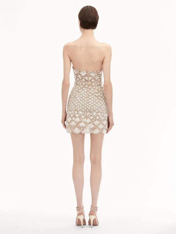 Women Oscar De La Renta Dresses Pearl Embroidered Scallop Dress Pearl Women Oscar De La Renta Dresses Pearl Embroidered Scallop Dress Pearl