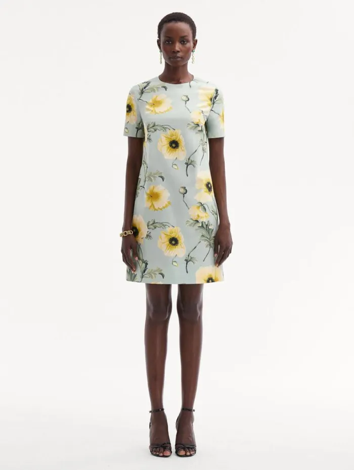 Women Oscar De La Renta Dresses Poppy Cotton Poplin Shift Dress Sage Yellow Women Oscar De La Renta Dresses Poppy Cotton Poplin Shift Dress Sage Yellow