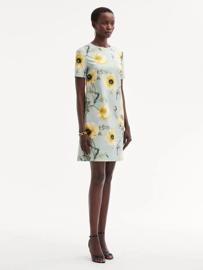 Women Oscar De La Renta Dresses Poppy Cotton Poplin Shift Dress Sage Yellow Women Oscar De La Renta Dresses Poppy Cotton Poplin Shift Dress Sage Yellow