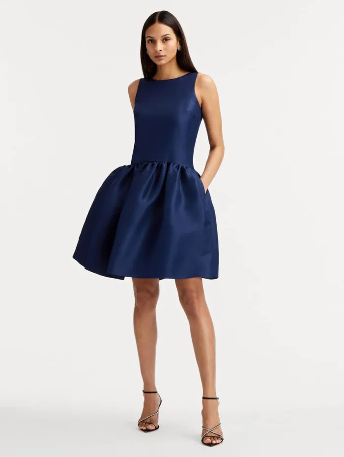 Women Oscar De La Renta Dresses Silk Drop Waist Cocktail Dress Navy Women Oscar De La Renta Dresses Silk Drop Waist Cocktail Dress Navy