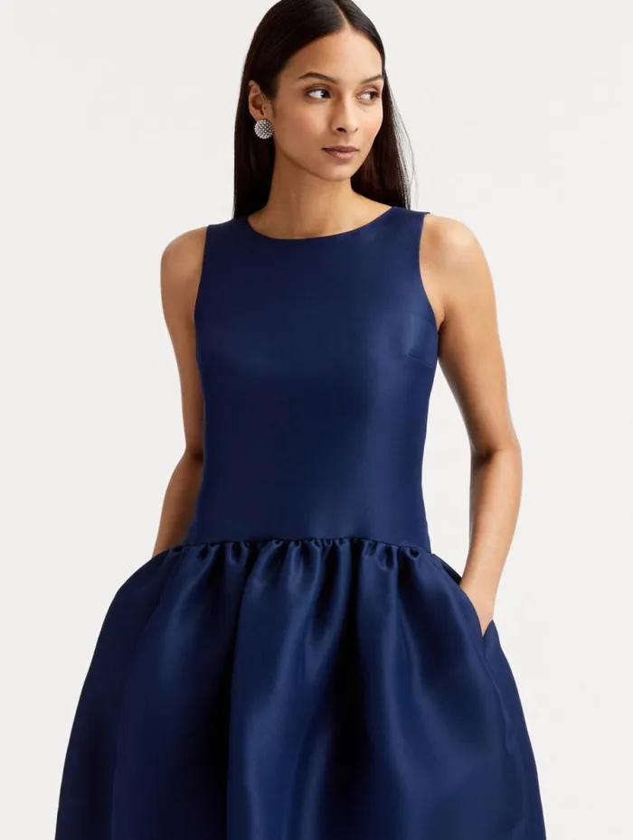 Women Oscar De La Renta Dresses Silk Drop Waist Cocktail Dress Navy Women Oscar De La Renta Dresses Silk Drop Waist Cocktail Dress Navy