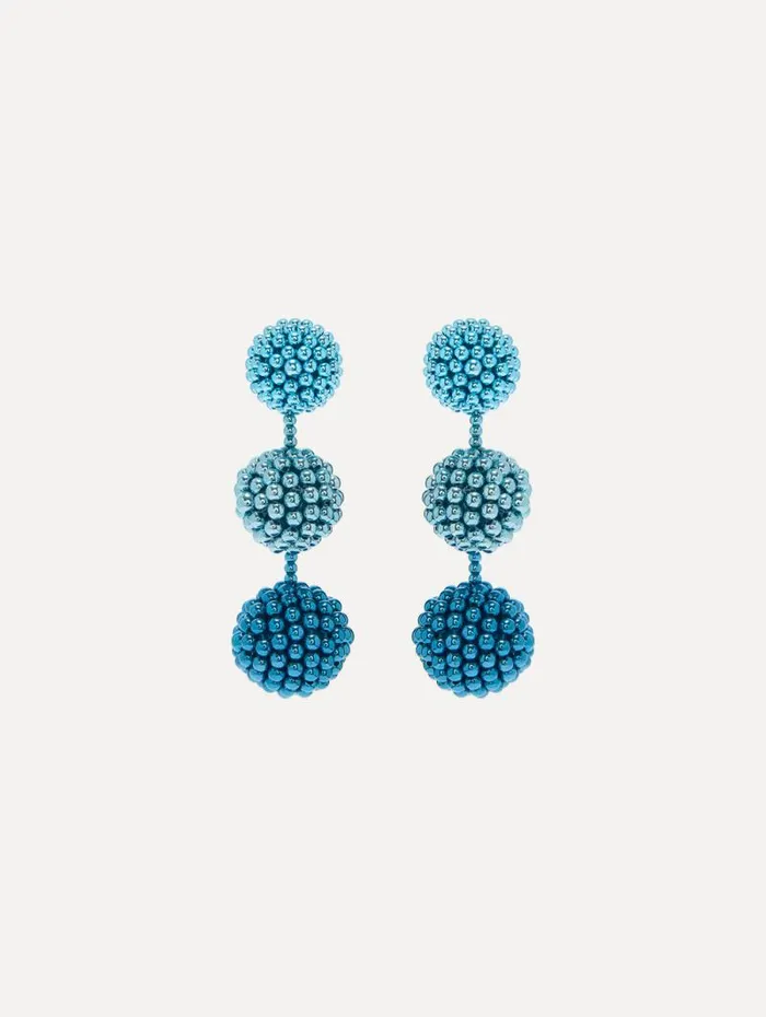 Women Oscar De La Renta Earrings Beaded Sphere Earrings Blue