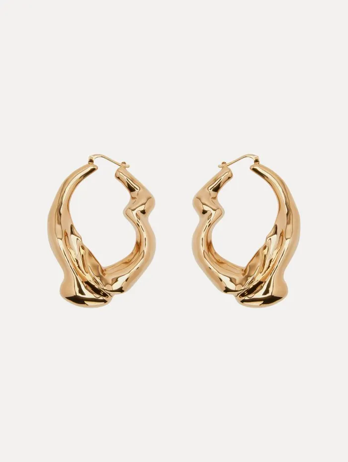 Women Oscar De La Renta Earrings Crushed Hoop Earrings Gold