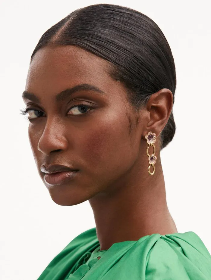 Women Oscar De La Renta Earrings Crystal Flower O Drop Earrings Rose Women Oscar De La Renta Earrings Crystal Flower O Drop Earrings Rose