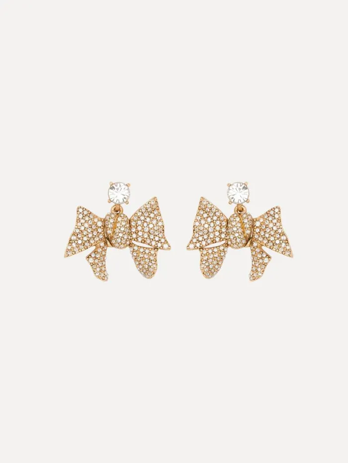 Women Oscar De La Renta Earrings Crystal Pav Bow Earrings Crystal