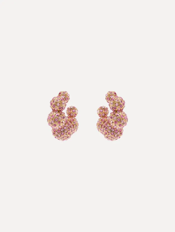 Women Oscar De La Renta Earrings Crystal Sphere Hoop Earrings Rose