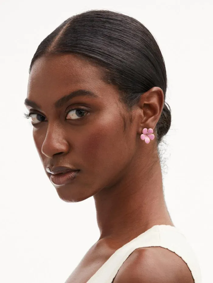 Women Oscar De La Renta Earrings Enamel Flower Stud Earrings Rose Women Oscar De La Renta Earrings Enamel Flower Stud Earrings Rose