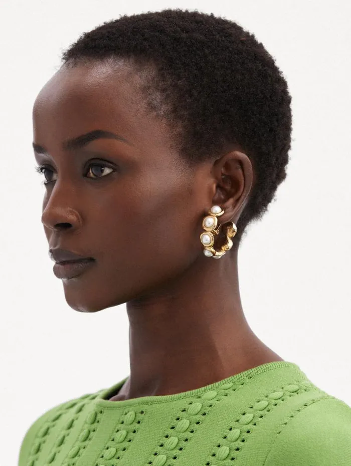 Women Oscar De La Renta Earrings Pearl Sphere Hoop ClipOn Earrings Pearl Women Oscar De La Renta Earrings Pearl Sphere Hoop ClipOn Earrings Pearl