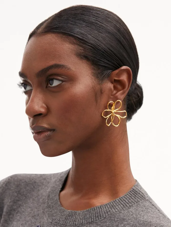 Women Oscar De La Renta Earrings Small Threaded Flower Earrings Gold Women Oscar De La Renta Earrings Small Threaded Flower Earrings Gold