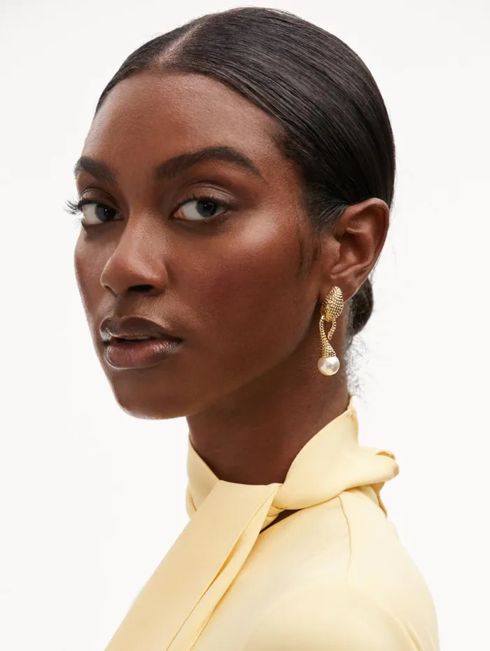 Women Oscar De La Renta Earrings Snake Pearl Drop ClipOn Earrings Gold Women Oscar De La Renta Earrings Snake Pearl Drop ClipOn Earrings Gold