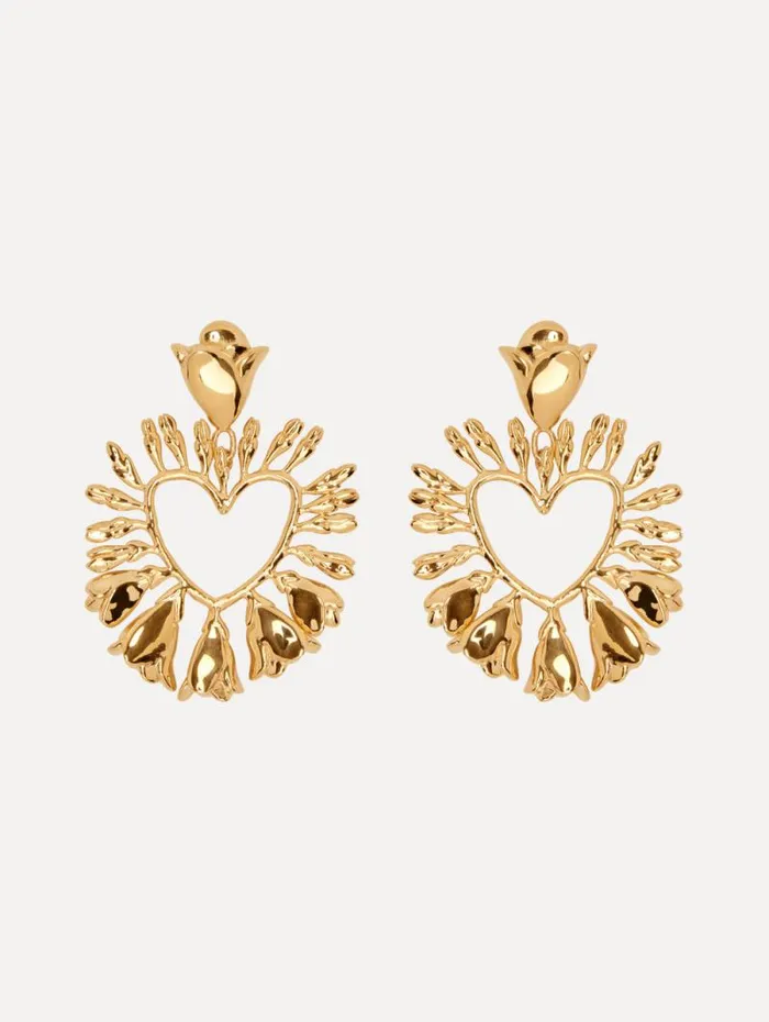 Women Oscar De La Renta Earrings Wisteria Heart Earrings Gold