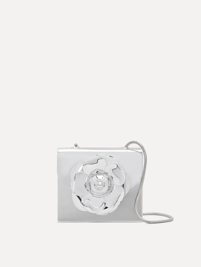 Women Oscar De La Renta Evening Handbags 3D Printed Nano TRO Bag Silver