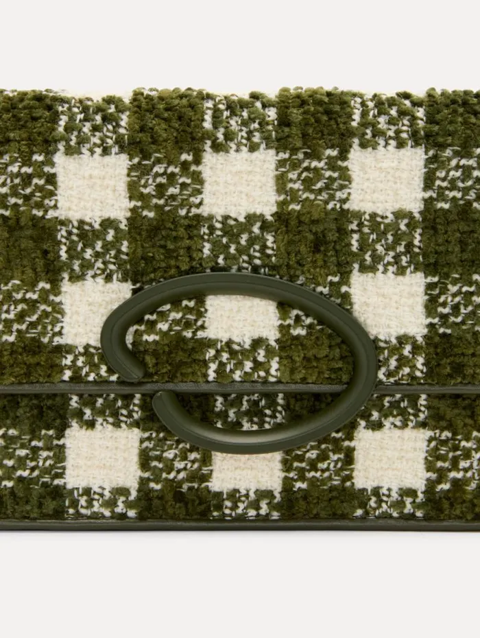 Women Oscar De La Renta Handbags Chenille Check Tweed O Pochette Ivory Olive Women Oscar De La Renta Handbags Chenille Check Tweed O Pochette Ivory Olive