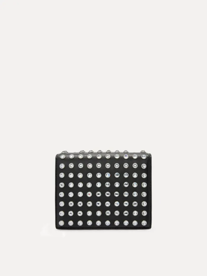 Women Oscar De La Renta Handbags Crystal Stud Mini TRO Bag Black
