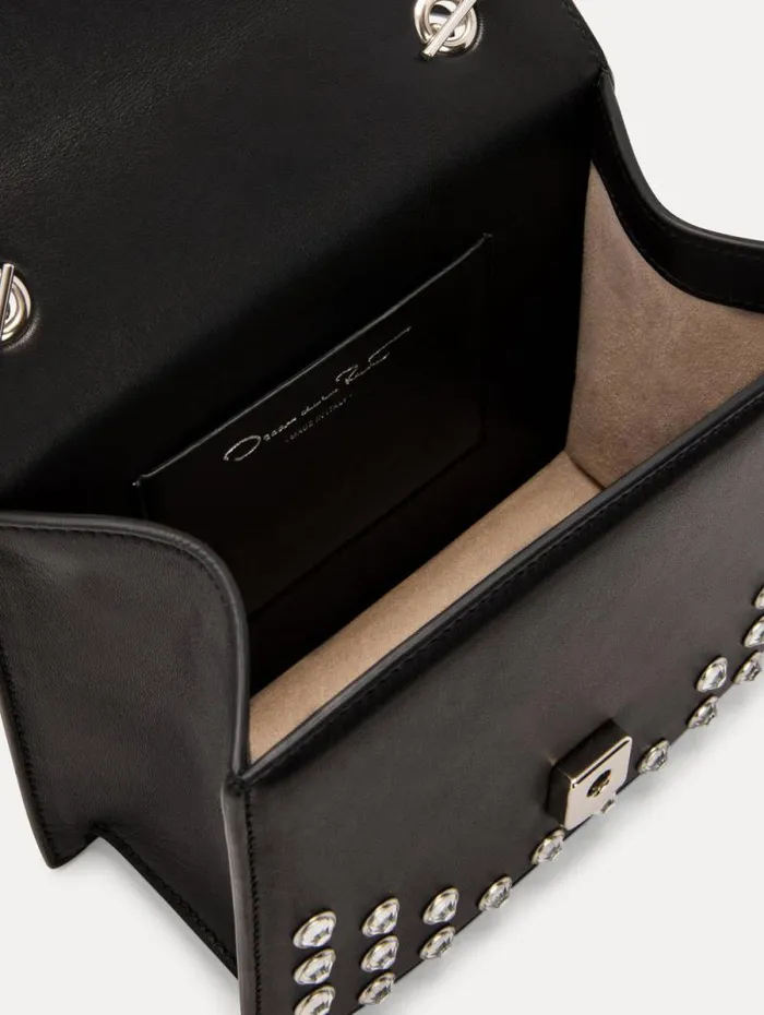 Women Oscar De La Renta Handbags Crystal Stud Mini TRO Bag Black