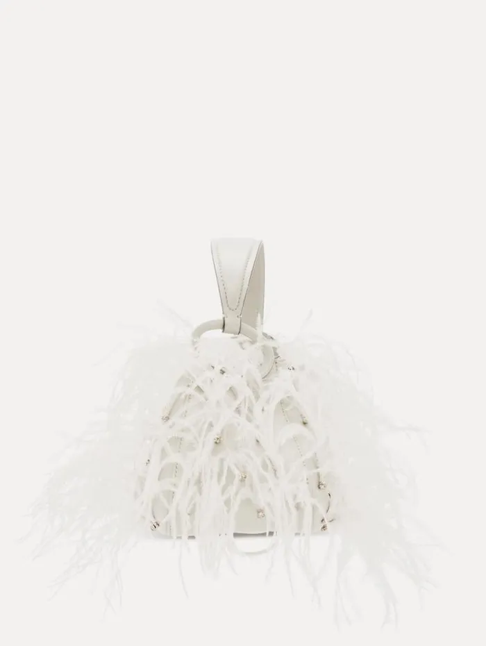 Women Oscar De La Renta Handbags Nano Ostrich Feather O Handle Bag Ivory Women Oscar De La Renta Handbags Nano Ostrich Feather O Handle Bag Ivory