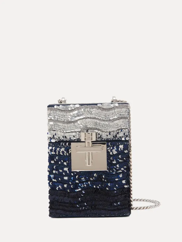Women Oscar De La Renta Handbags Ombr Sequin Alibi Top Handle Bag Silver and Blue Women Oscar De La Renta Handbags Ombr Sequin Alibi Top Handle Bag Silver and Blue