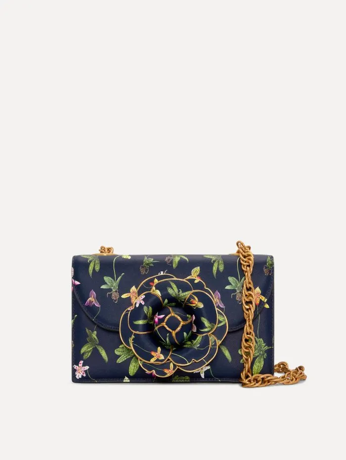 Women Oscar De La Renta Handbags Orchid Printed TRO Bag Navy