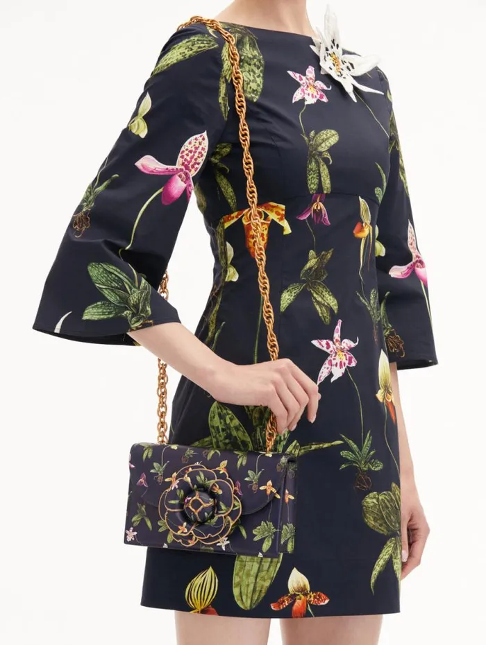 Women Oscar De La Renta Handbags Orchid Printed TRO Bag Navy Women Oscar De La Renta Handbags Orchid Printed TRO Bag Navy
