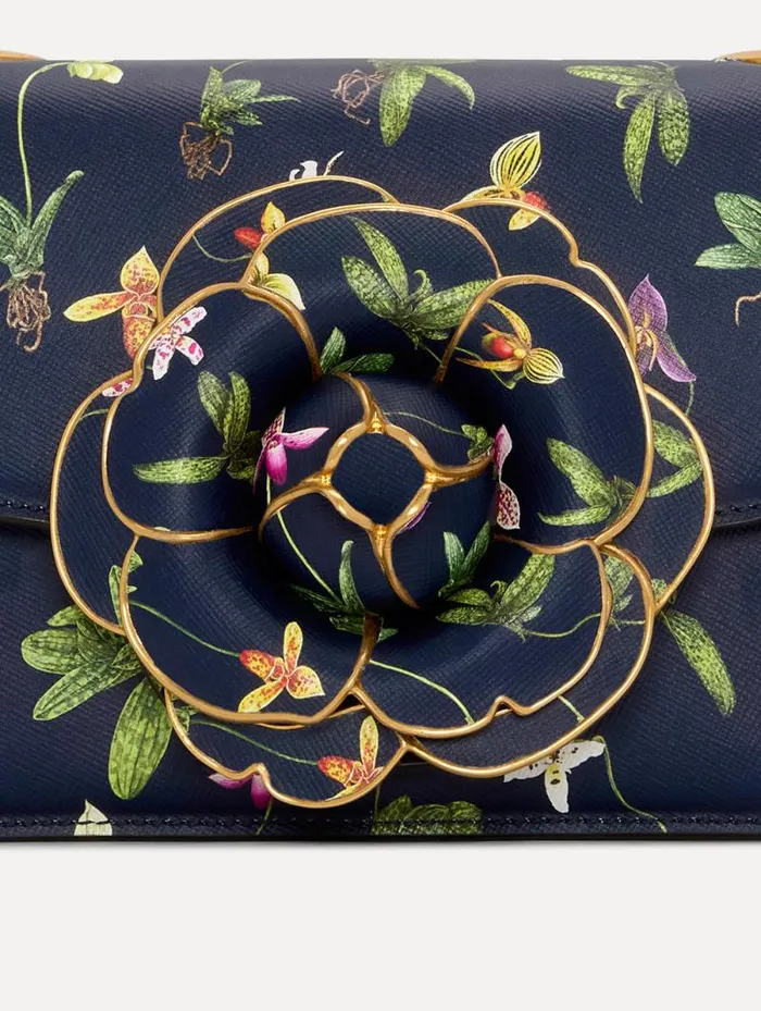Women Oscar De La Renta Handbags Orchid Printed TRO Bag Navy Women Oscar De La Renta Handbags Orchid Printed TRO Bag Navy