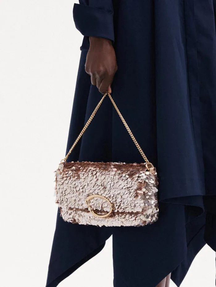 Women Oscar De La Renta Handbags Sequin Embroidered Shoulder Bag Champagne Women Oscar De La Renta Handbags Sequin Embroidered Shoulder Bag Champagne
