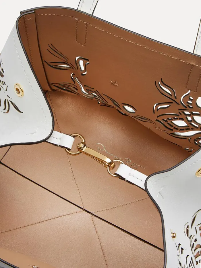 Women Oscar De La Renta Handbags Small Laser Cut Floral Square Tote Ivory Women Oscar De La Renta Handbags Small Laser Cut Floral Square Tote Ivory