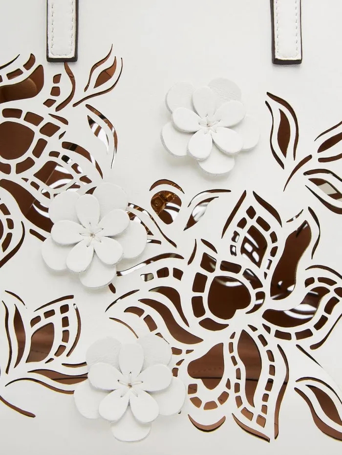 Women Oscar De La Renta Handbags Small Laser Cut Floral Square Tote Ivory Women Oscar De La Renta Handbags Small Laser Cut Floral Square Tote Ivory